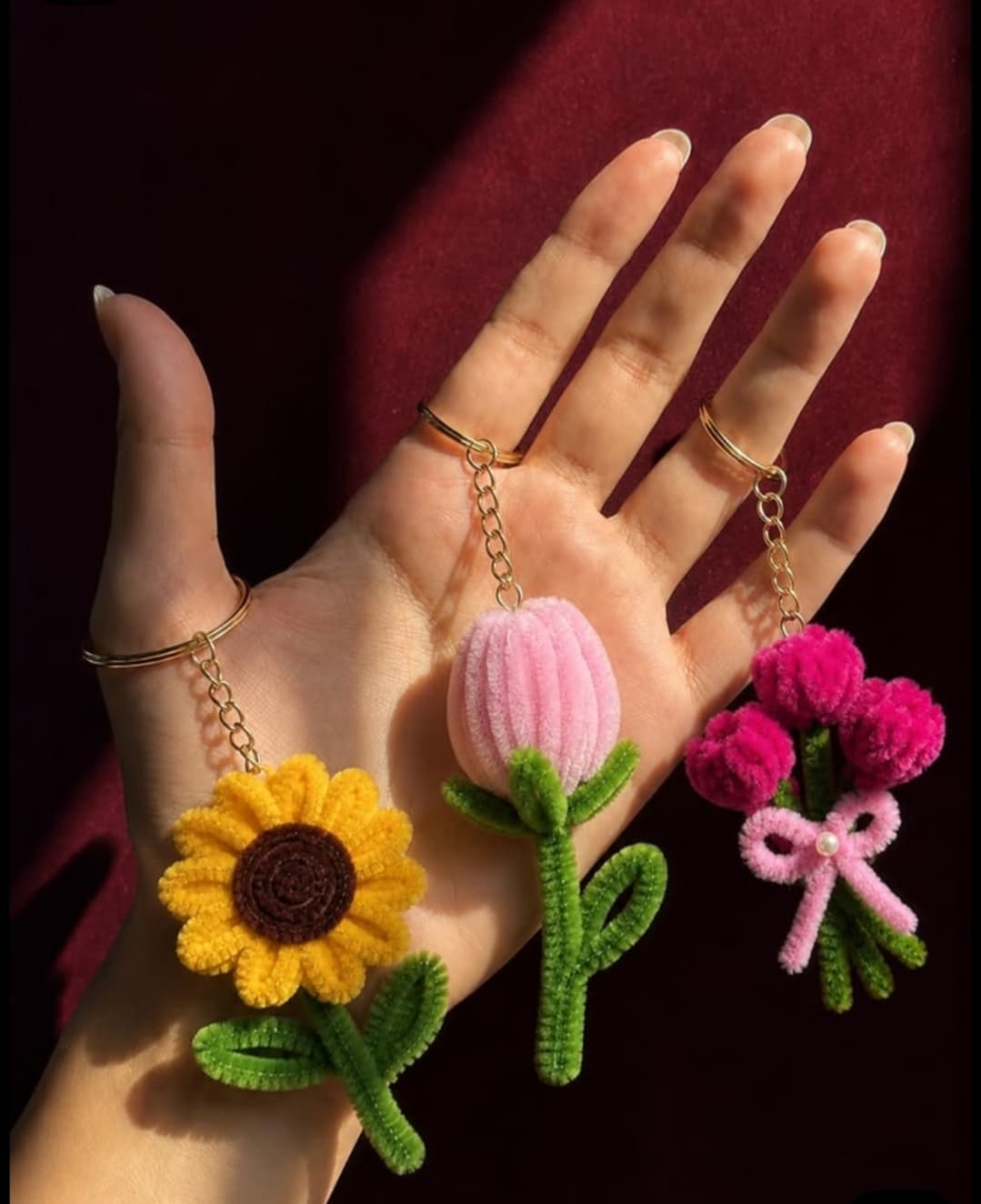 Floral Pipe Cleaner Keychain — view 1