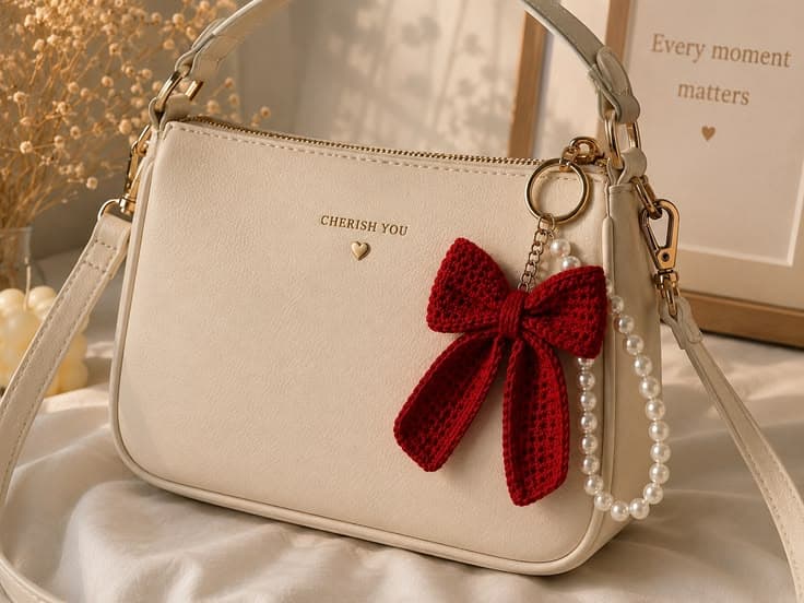Crochet Bow Bag Charm — view 1
